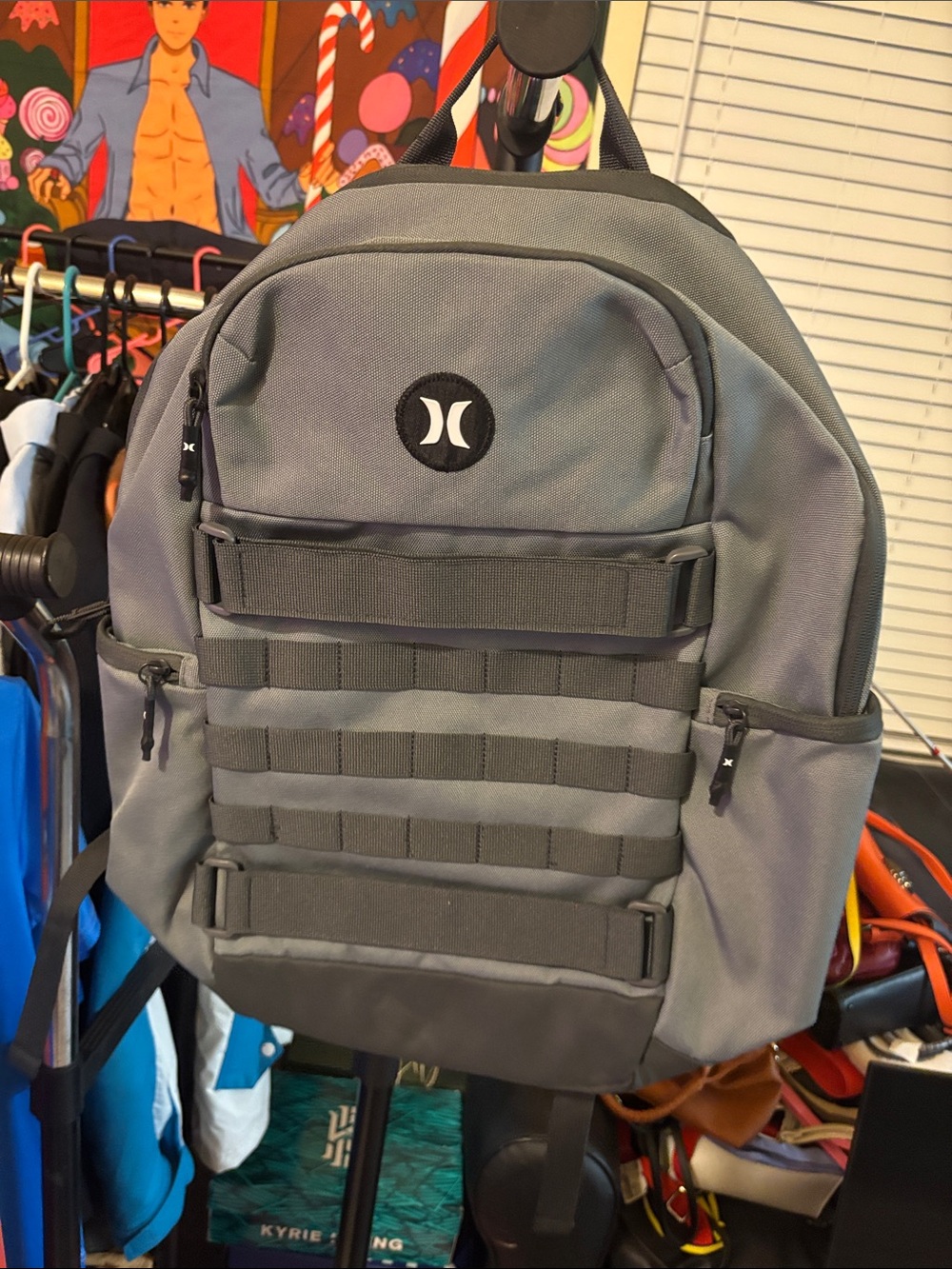 Hurley Gray Tactical-Style Backpack